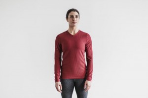 Sweatshirt Nobull V-neck Long Sleeve Waffle Femme Wine | 87490-ABFS