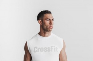 T Shirts Nobull Crossfit® sleeveless Tee Homme Blanche | 39428-XCWF