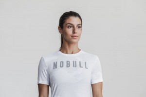 T Shirts Nobull Femme Blanche Camouflage | 37095-MFCJ