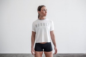 T Shirts Nobull Femme Blanche | 91473-FTLW