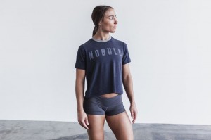 T Shirts Nobull Femme Bleu Marine | 64732-CEXM