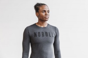 T Shirts Nobull Femme Grise Foncé | 09346-GMHJ