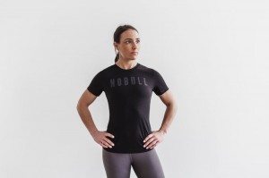 T Shirts Nobull Femme Noir | 84721-DRBS