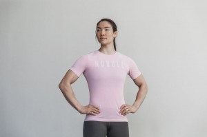 T Shirts Nobull Femme Rose | 54678-TAXW