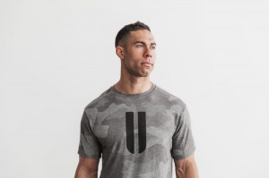 T Shirts Nobull Horns Tee (Camo) Homme Grise Camouflage | 60739-UHMC