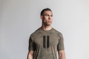 T Shirts Nobull Horns Tee (Camo) Homme Vert Camouflage | 07581-ZVYC