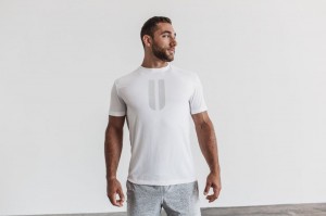 T Shirts Nobull Horns Tee Homme Blanche | 27451-RDVT