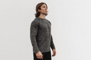 T Shirts Nobull Legere Textured Long Sleeve Tee (Camo) Homme Noir Camouflage | 50729-KQEB