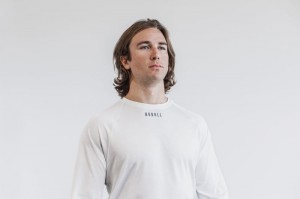 T Shirts Nobull Legere Textured Long Sleeve Tee (Camo) Homme Blanche Camouflage | 73689-ZMJD