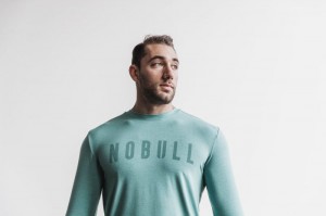 T Shirts Nobull Long Sleeve Tee Homme Bleu | 07428-GACK