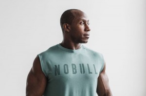 T Shirts Nobull Sans Manches Tee Homme Bleu | 86204-TNID
