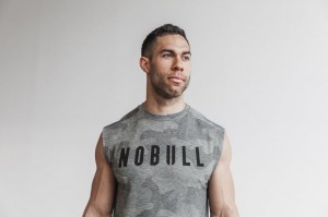 T Shirts Nobull Sans Manches Tee Homme Grise Camouflage | 24893-ABKZ