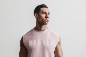 T Shirts Nobull Sans Manches Tee Homme Rose | 60189-WENH