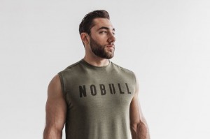 T Shirts Nobull Sans Manches Tee Homme Vert | 73218-UIJD