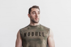 T Shirts Nobull Sans Manches Tee Homme Vert Camouflage | 63912-UKZN