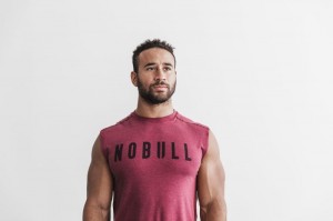 T Shirts Nobull Sans Manches Tee Homme Wine | 94367-YWKC