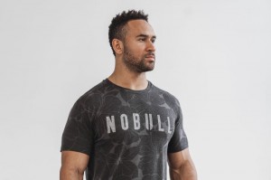 T Shirts Nobull Tee (Hibiscus) Homme Grise | 85296-IQUE