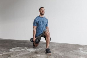 T Shirts Nobull Tee Homme Bleu Rose | 61504-GELM