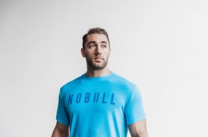 T Shirts Nobull Tee (Neon) Homme Bleu | 97145-FVPM