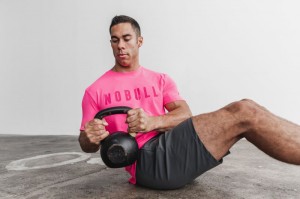 T Shirts Nobull Tee (Neon) Homme Rose | 57469-EHIP
