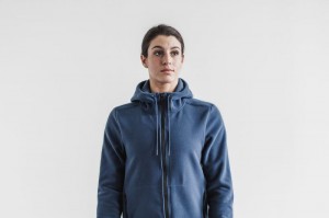 Vestes Nobull Arctic Zip-up Femme Grise Bleu | 35184-LBHD